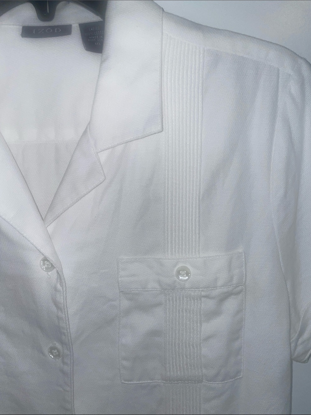 Izod Short Sleeve Cotton Camp Shirt White